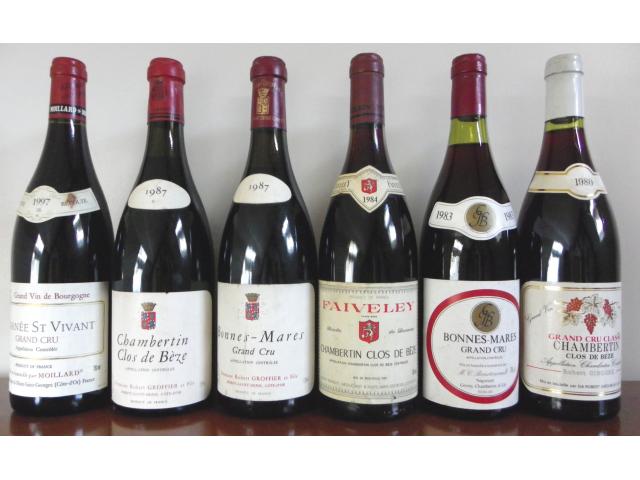 6 bouteilles de Bourgogne grands crus