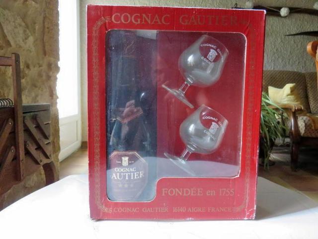 Coffret Cognac Gautier 3 étoiles (VS) avec ses 2 verres de dégustation