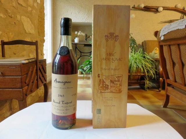Coffret bois Vieil Armagnac Marcel TREPOUT Château Notre Dame 1965